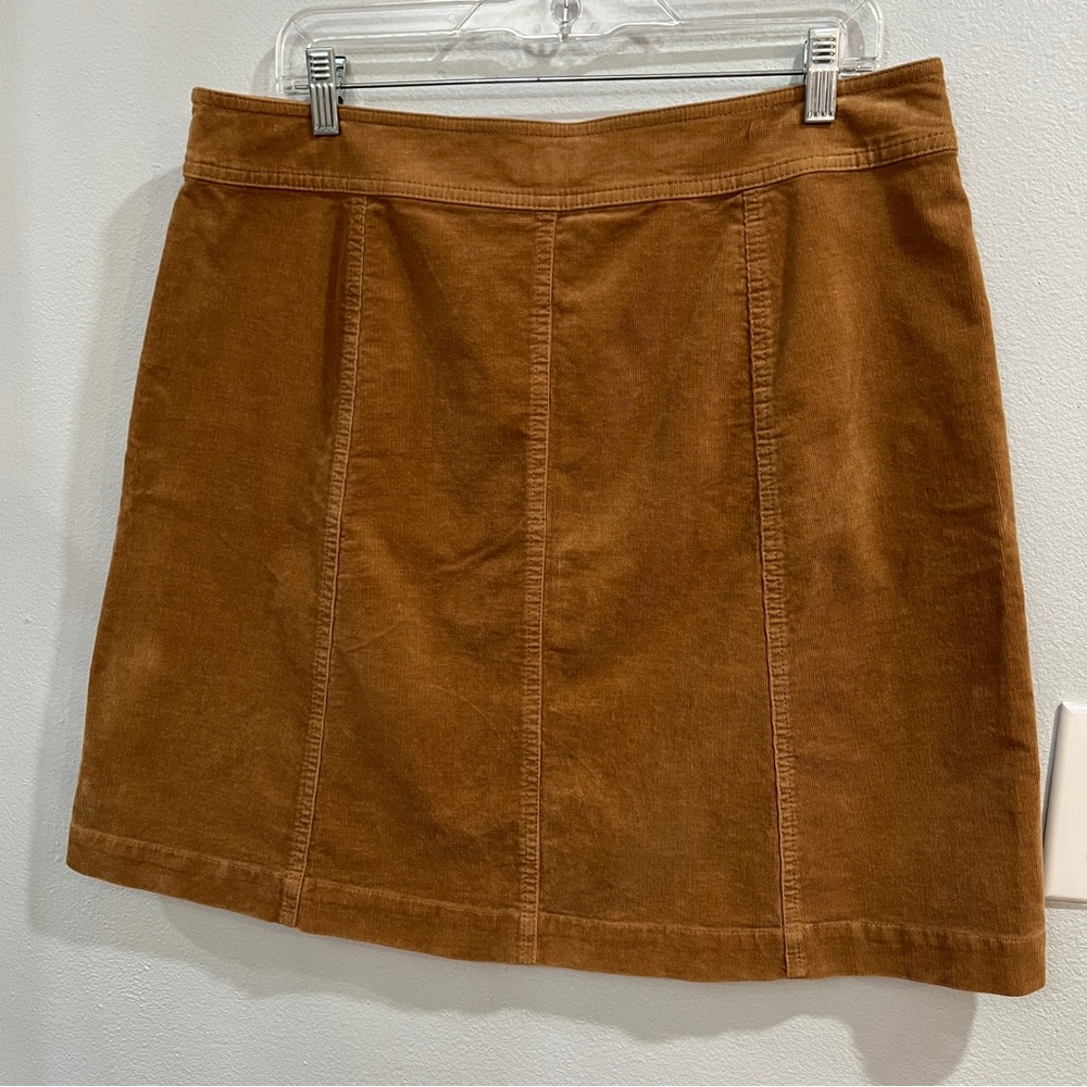 Corduroy Button Front A-Line Skirt Side Pockets K… - image 2
